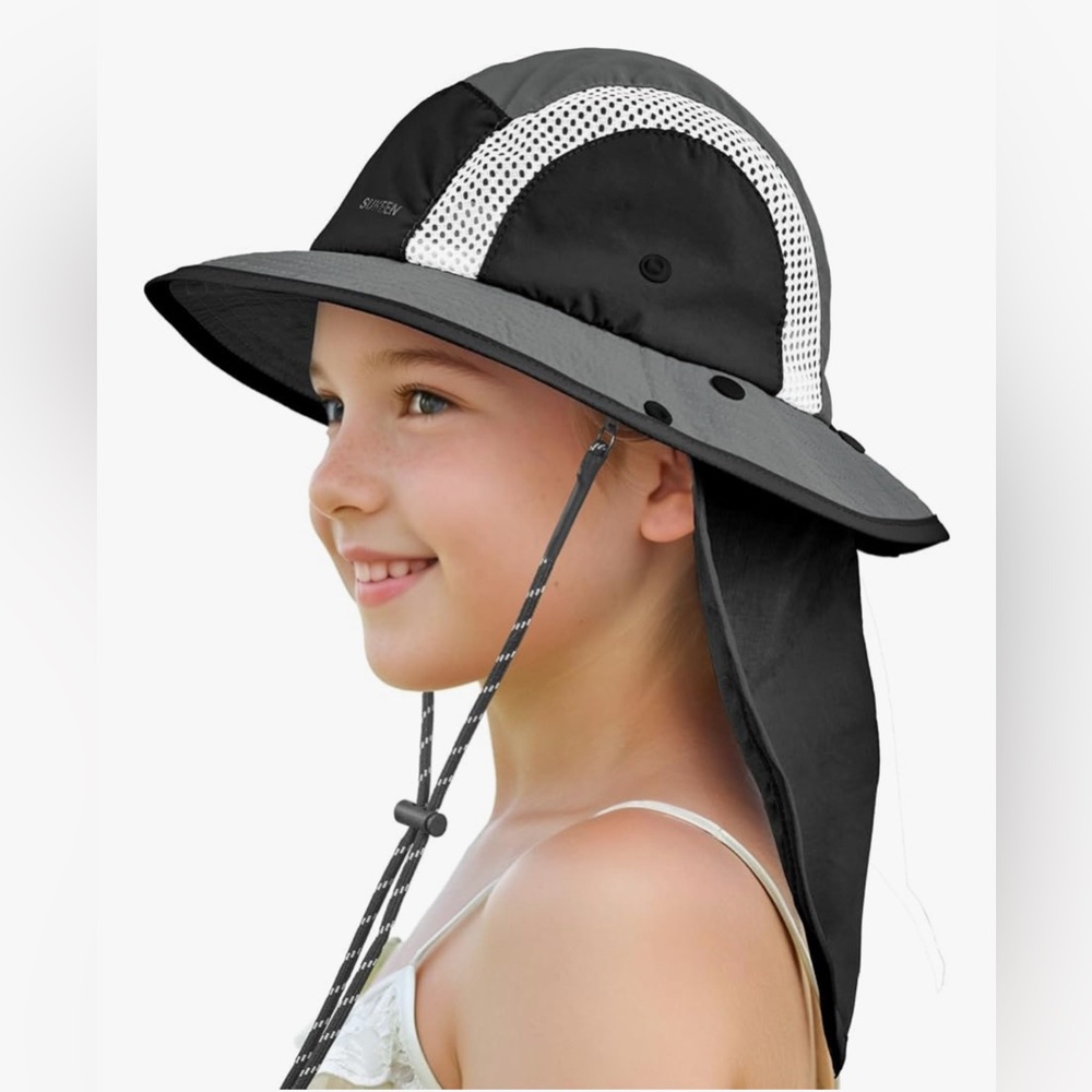 NEW Sukeen Kids Sun Neck Flap 3 Way Foldable Bucket Hat Lightweight Beach Hat